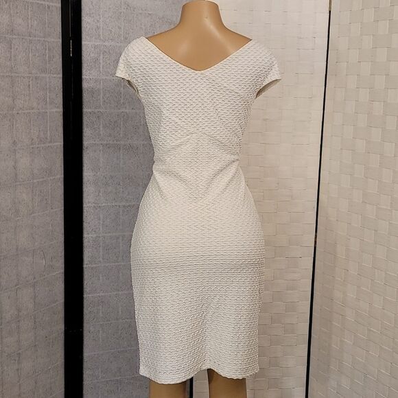 BRAND NEW BISOU BISOU V-NECKLINE TEXTURED SHEATH DRESS - Picture 6 of 12